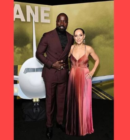 Mike Colter and his wife, Iva Colter at the Plane premiere in New York City. 